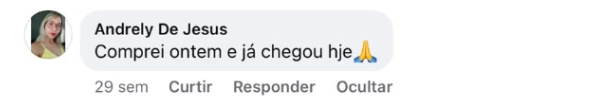Comentário de Andrely de Jesus no Facebook