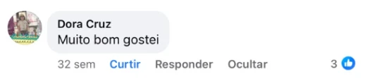 Comentário de Dora Cruz no Facebook